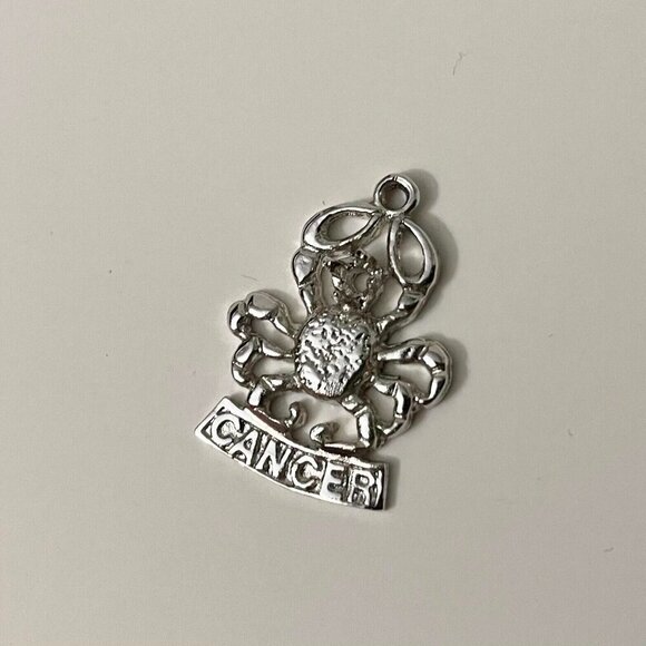 Vintage Cancer Sterling Silver Astrology Sign Charm Crab No Loop - Picture 1 of 7